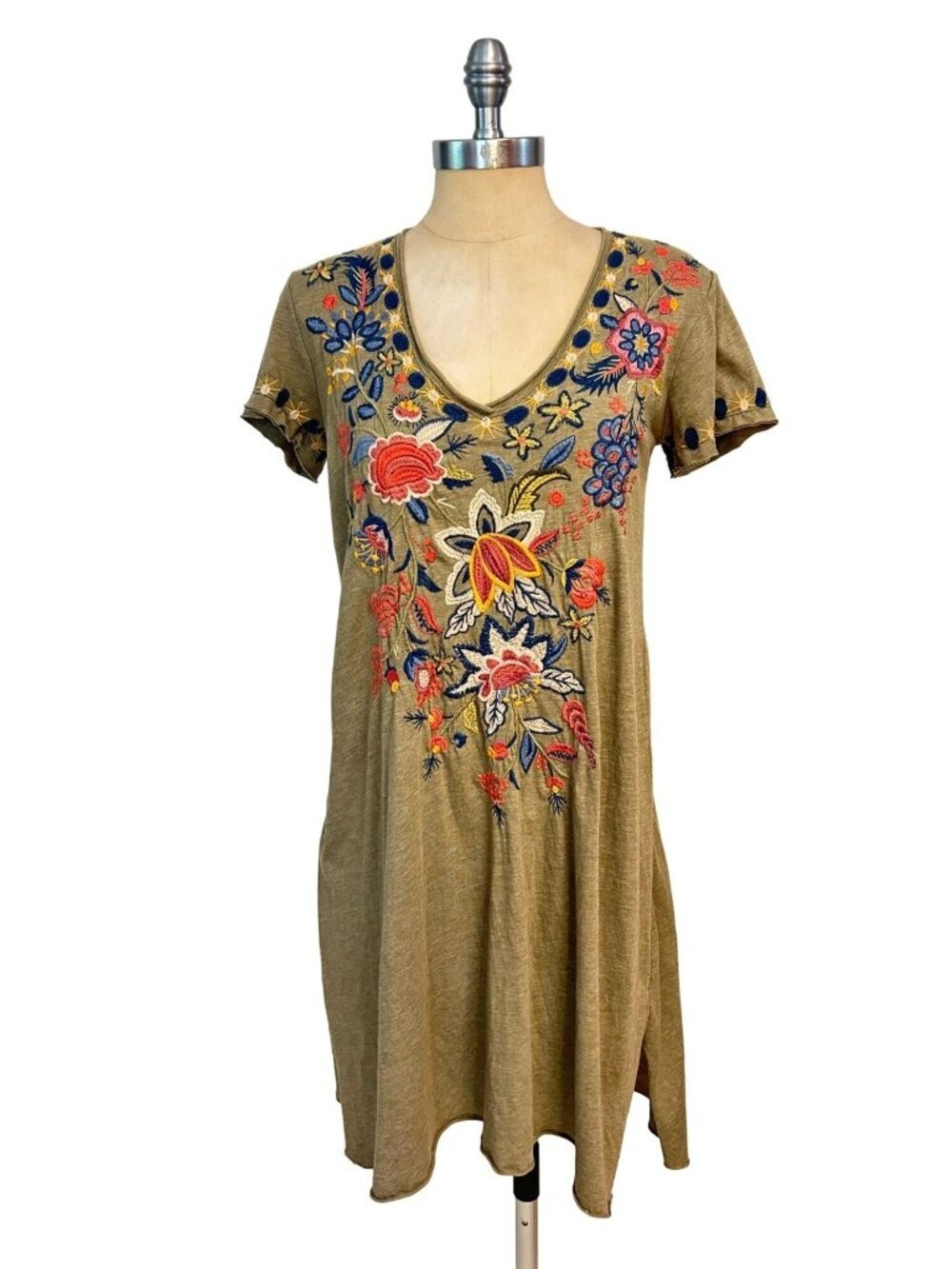 Johnny Was Tiwa Embroidered Draped Tunic Dress XS
